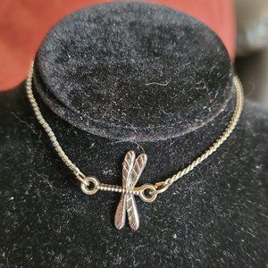 8" Silver Tone Dragonfly Charm Pull Chain Bracelet
